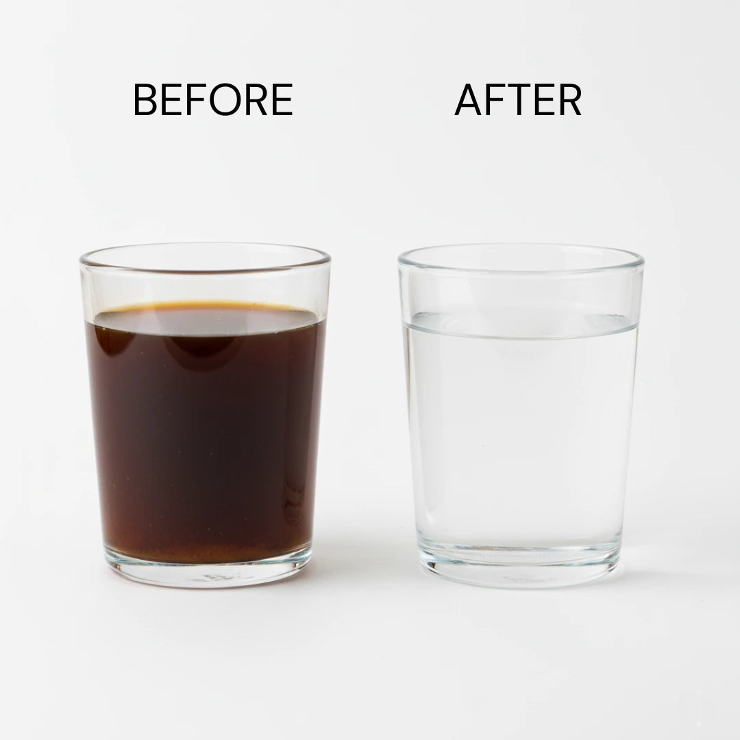 Water before and after filtering